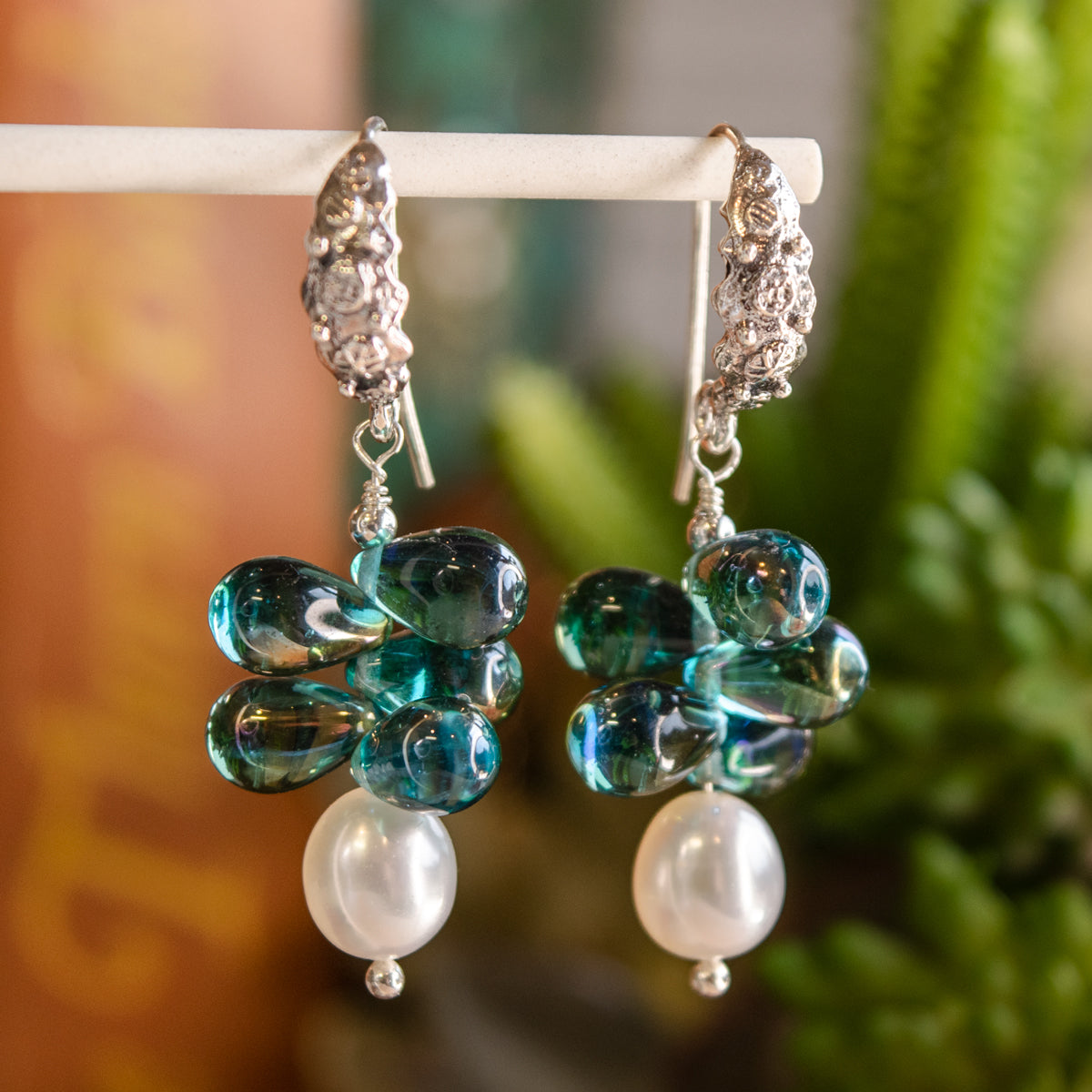 AB Czech Glass Teardrop Earrings