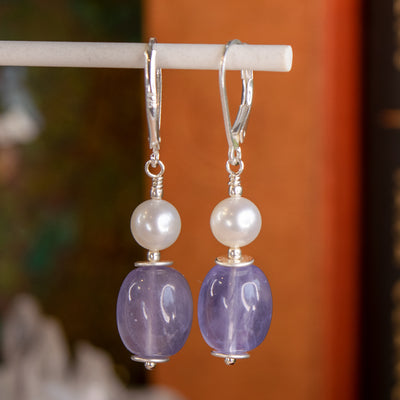 Lavender Chalcedony Leverback Earrings
