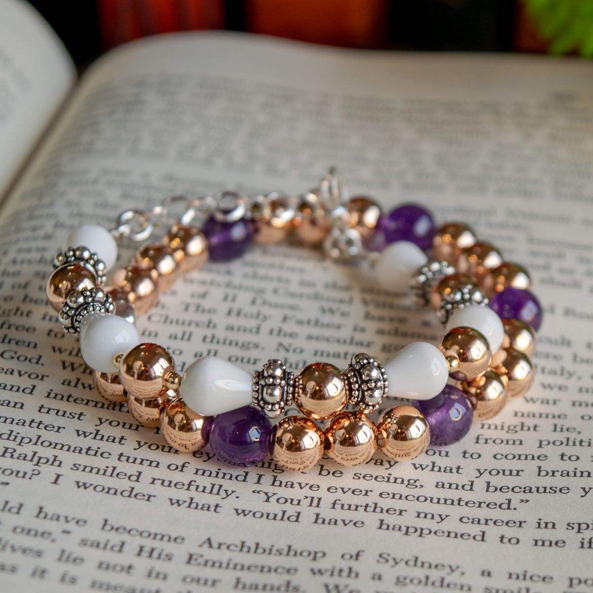 8mm Rose Gold-Filled & Amethyst Stretch Bracelet