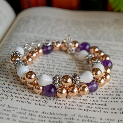 8mm Rose Gold-Filled & Amethyst Stretch Bracelet