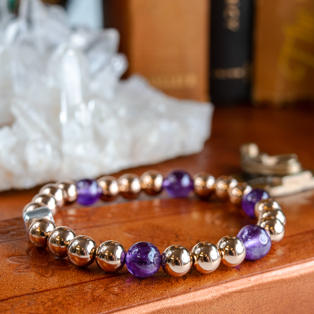 8mm Rose Gold-Filled & Amethyst Stretch Bracelet