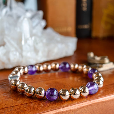 8mm Rose Gold-Filled & Amethyst Stretch Bracelet