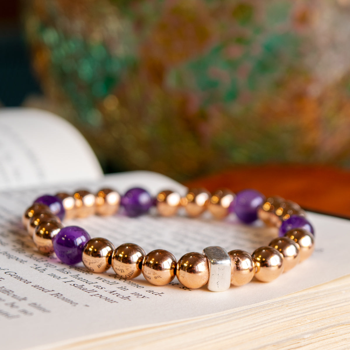 8mm Rose Gold-Filled & Amethyst Stretch Bracelet