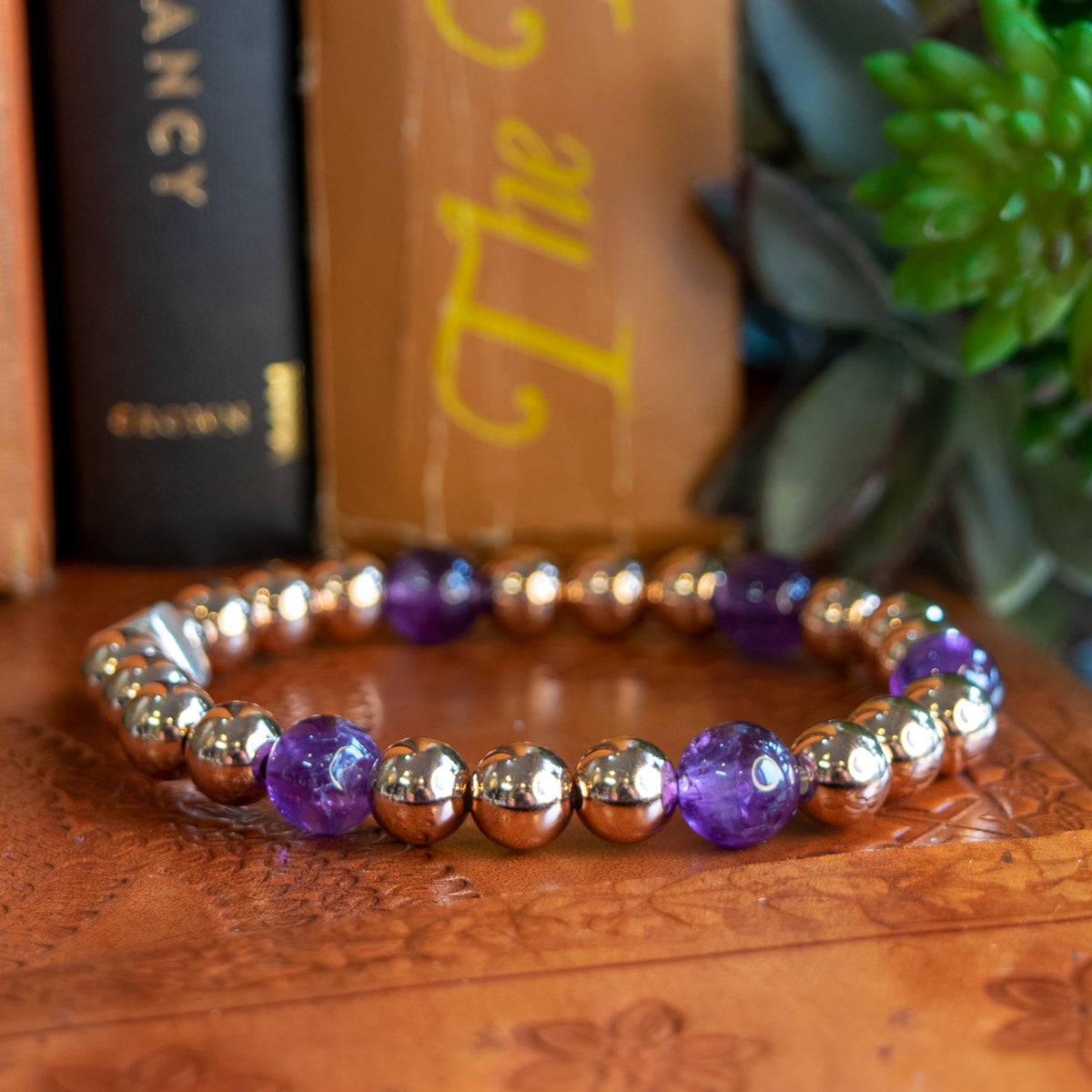 8mm Rose Gold-Filled & Amethyst Stretch Bracelet