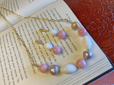 Fireball Pearl & Pink Peruvian Opal Necklace