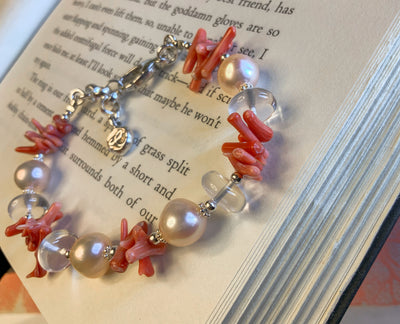 Dyed Red Coral & Freshwater Pearl Bracelet