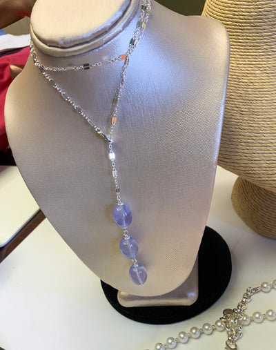Lavender Chalcedony in Sterling Silver Necklace