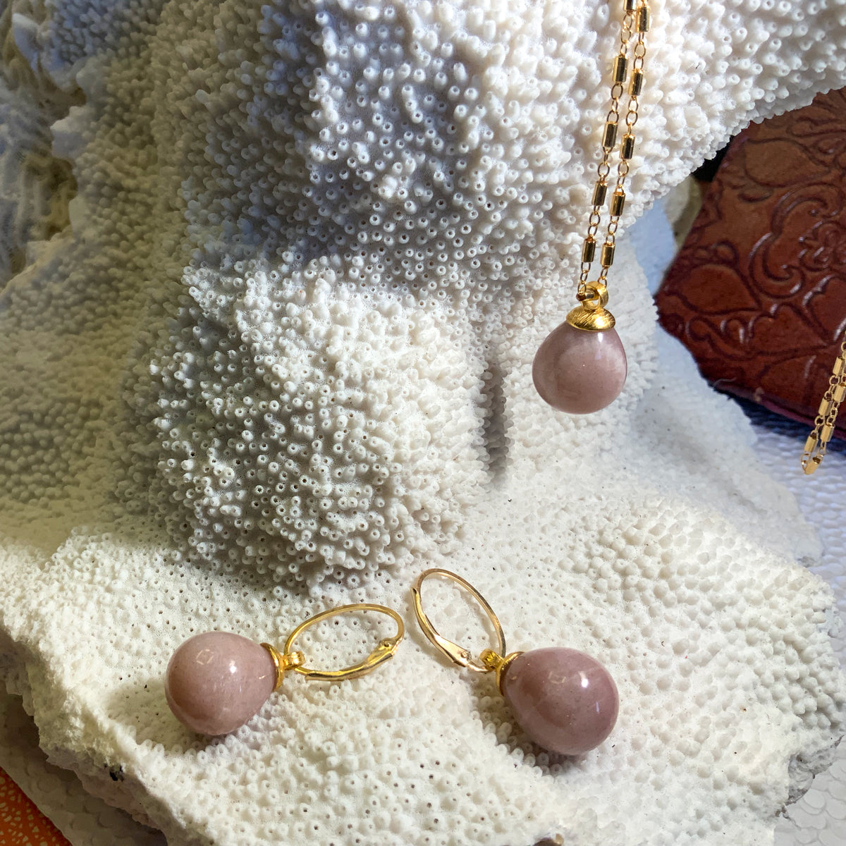 Pink Moonstone Earrings