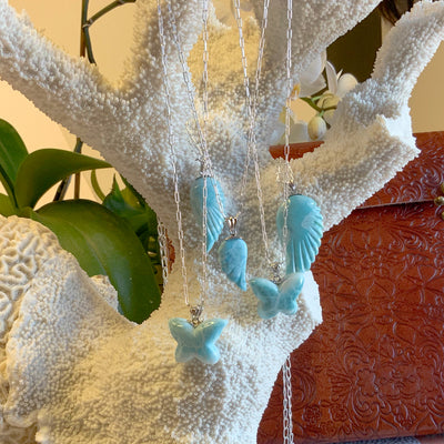 Larimar Butterfly Paperclip Necklace