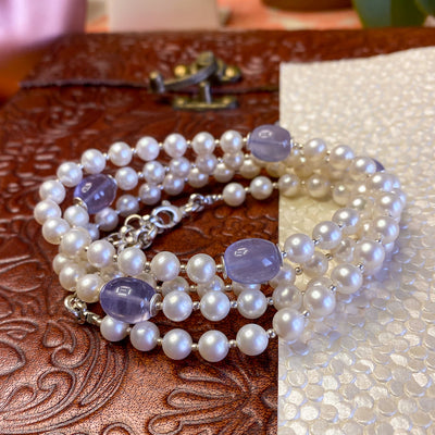 36" Pearl & Chalcedony Necklace