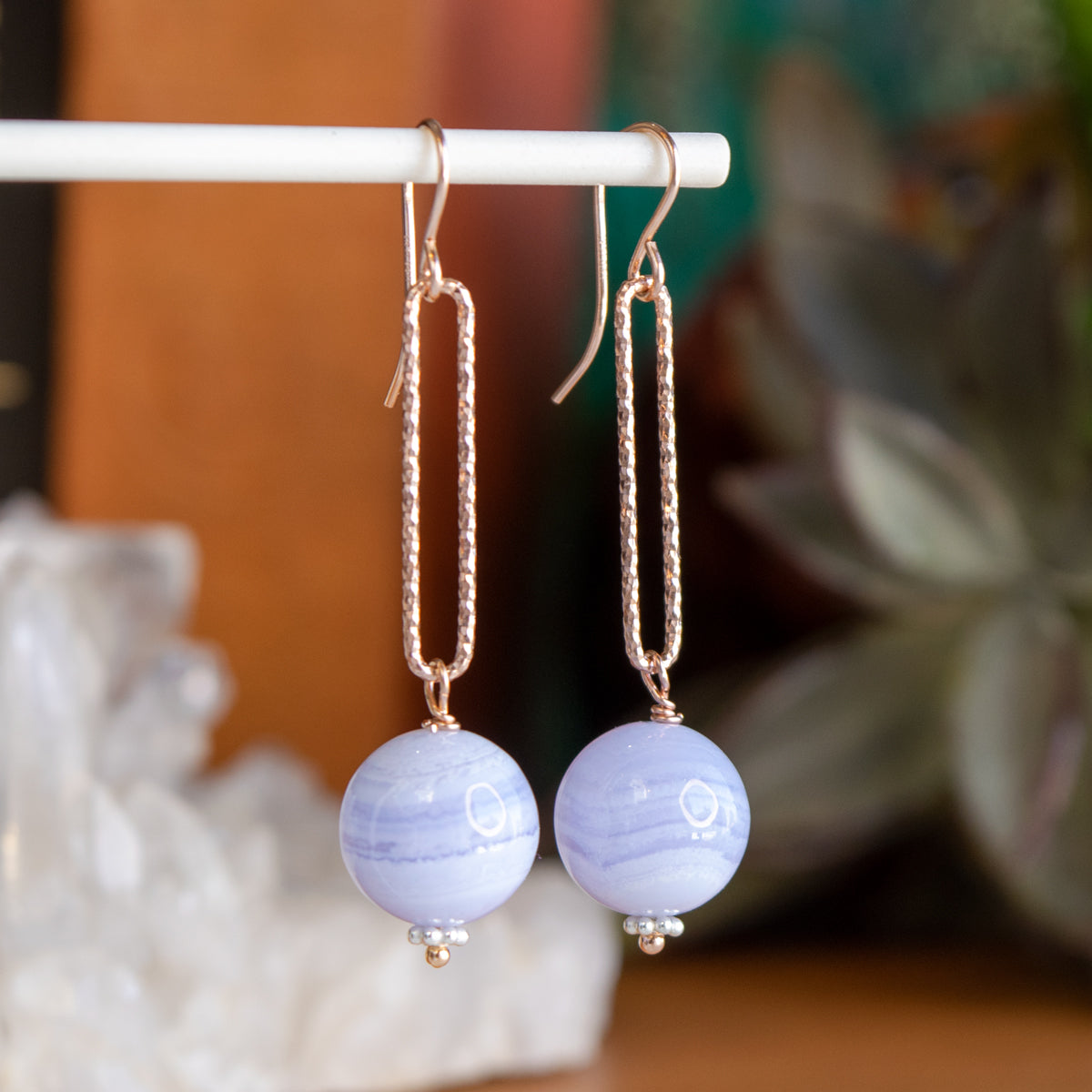 Blue Lace Agate Drop Earrings 1