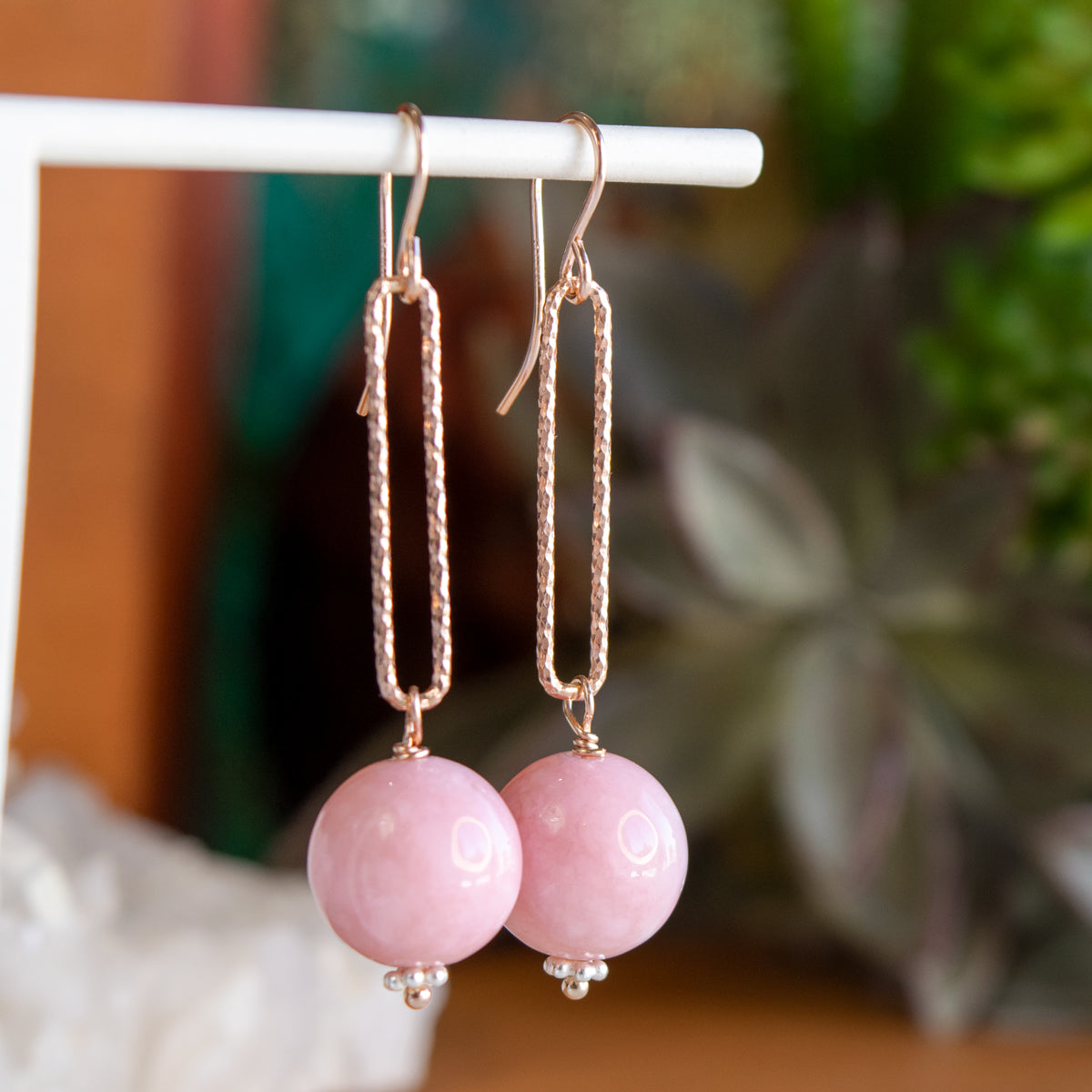 Pink Peruvian Opal Earrings