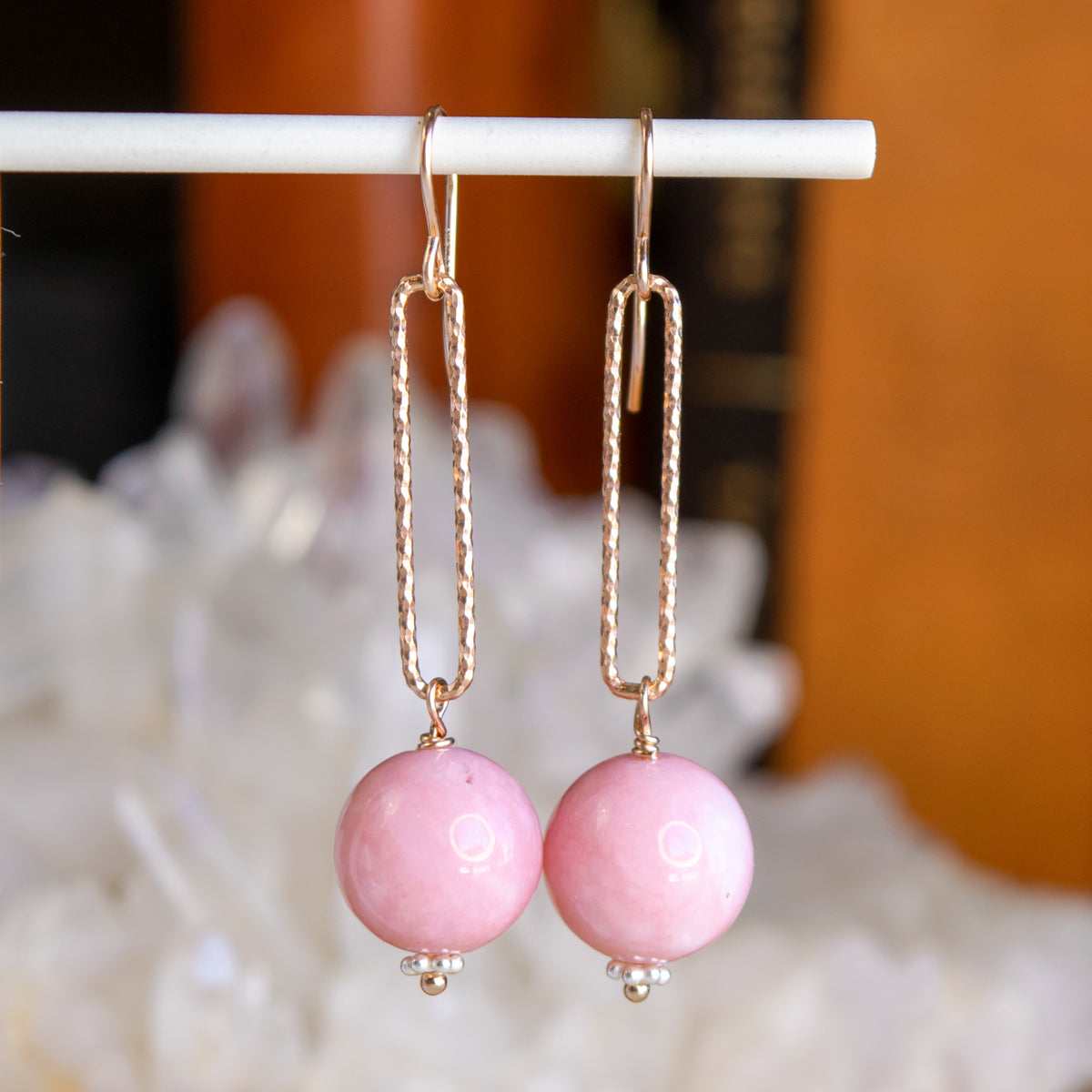 Pink Peruvian Opal Earrings