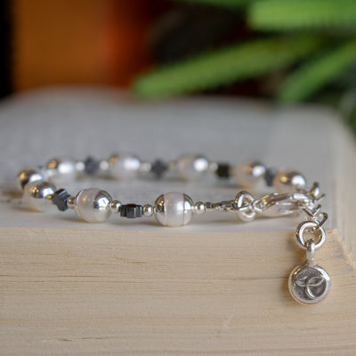 Freshwater Pearl & Hematite Maltese Cross Bracelet