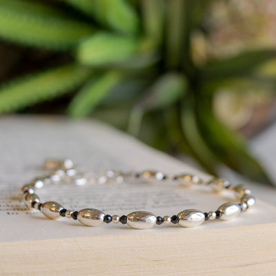 Black Tourmaline & Sterling Silver Bracelet