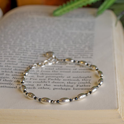 Black Tourmaline & Sterling Silver Bracelet