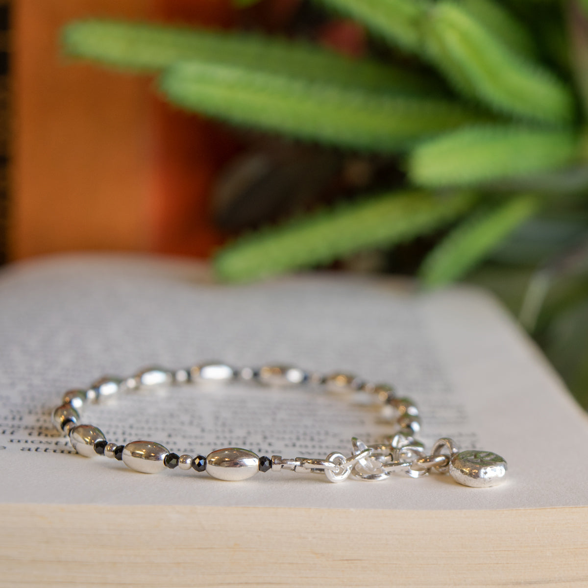 Black Tourmaline & Sterling Silver Bracelet