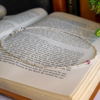 Freshwater Seed Pearls & Pink Tourmaline Necklace