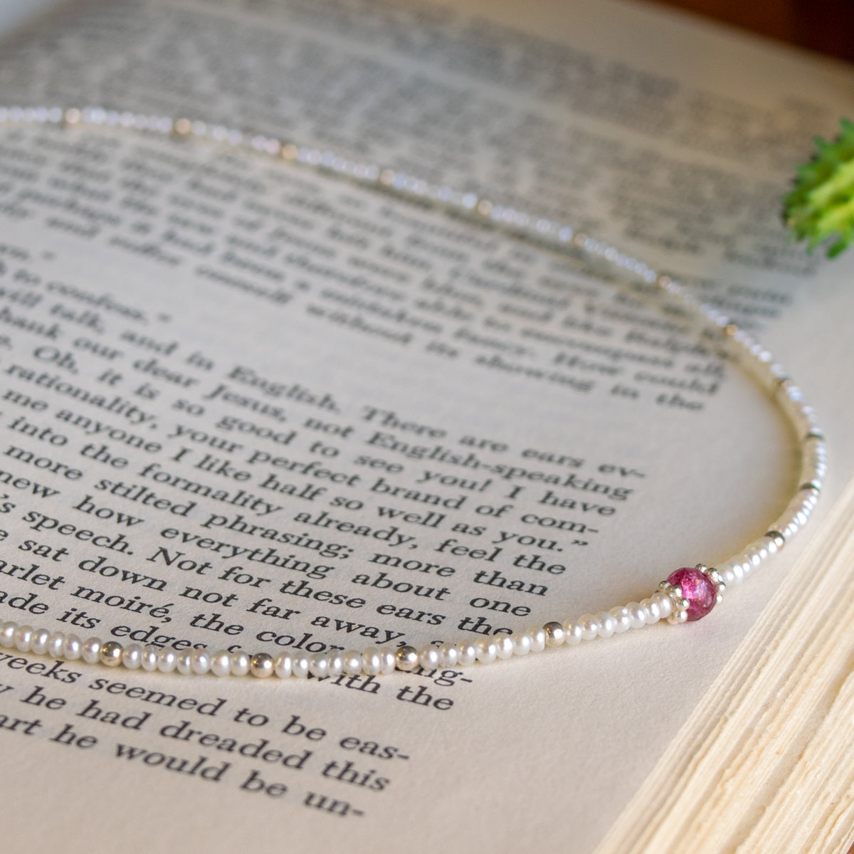 Freshwater Seed Pearls & Pink Tourmaline Necklace
