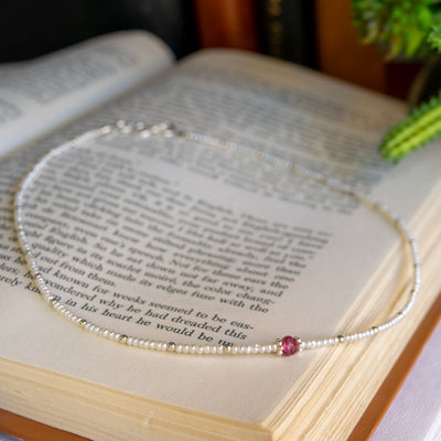Freshwater Seed Pearls & Pink Tourmaline Necklace
