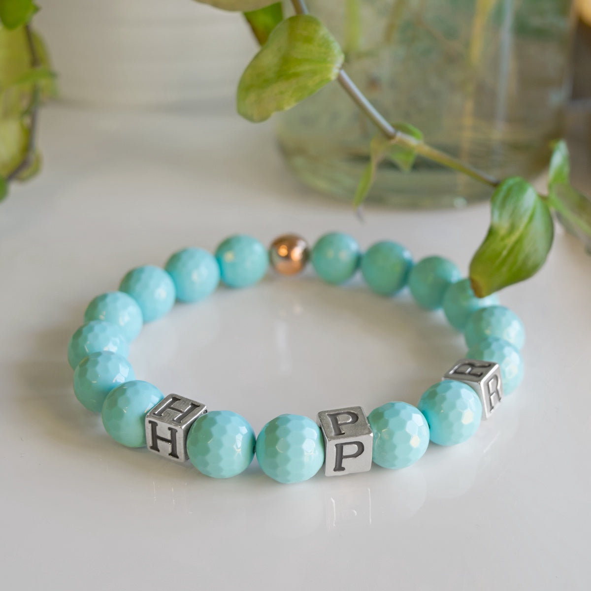 Turquoise Initial Stretch Mothers Bracelet