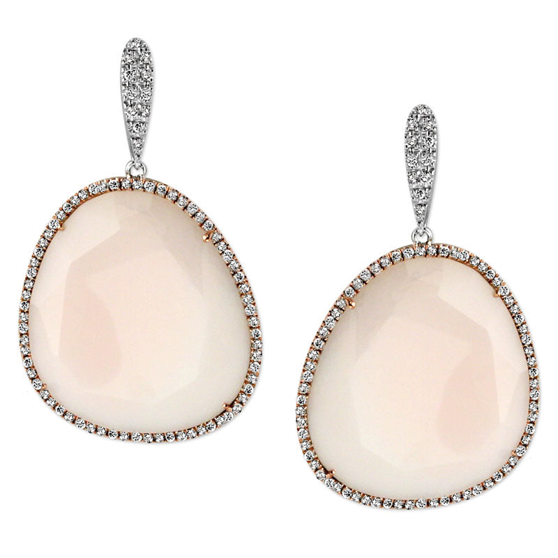 Diamond & Pink Opal Earrings-344783