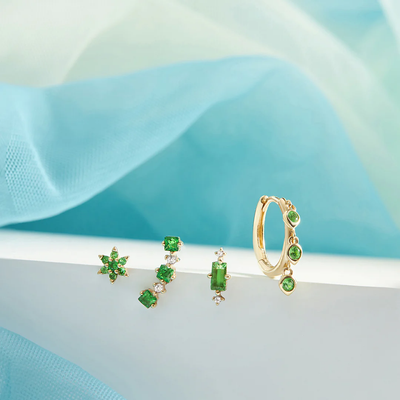 JAIDA | Tsavorite and White Sapphire Climber Earring