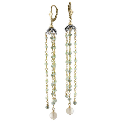 Green Crystal & Pearl Earrings-210-564