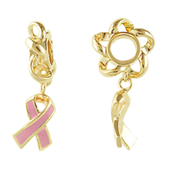 Storywheels Pink Enamel Ribbon Dangle 14K Gold Wheel ONLY 3 AVAILABLE!-266314