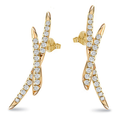 14K Yellow Gold Diamond Stud Earrings