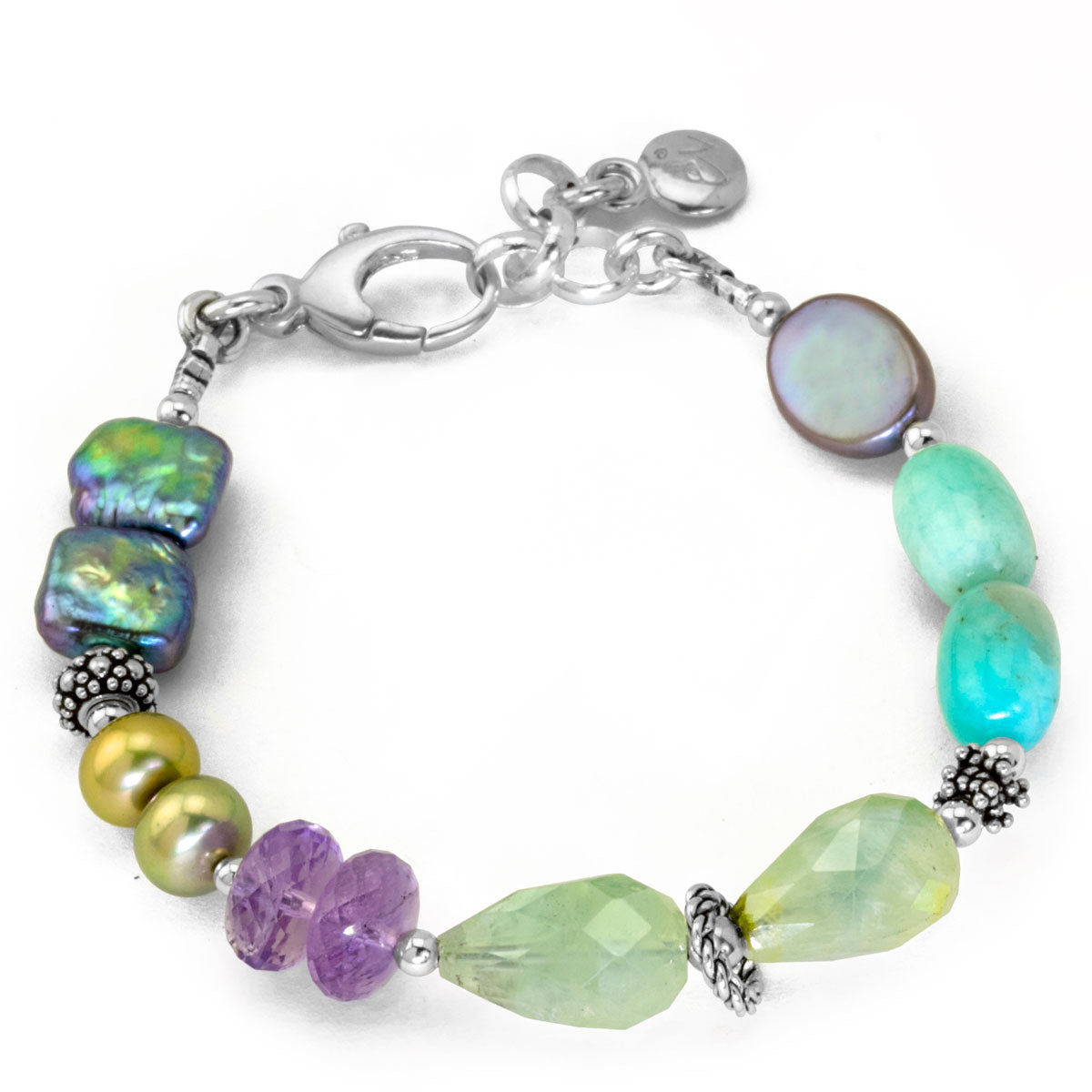 The Impressionist Collection Green Tourmaline, Amethyst, and Amazonite Bracelet