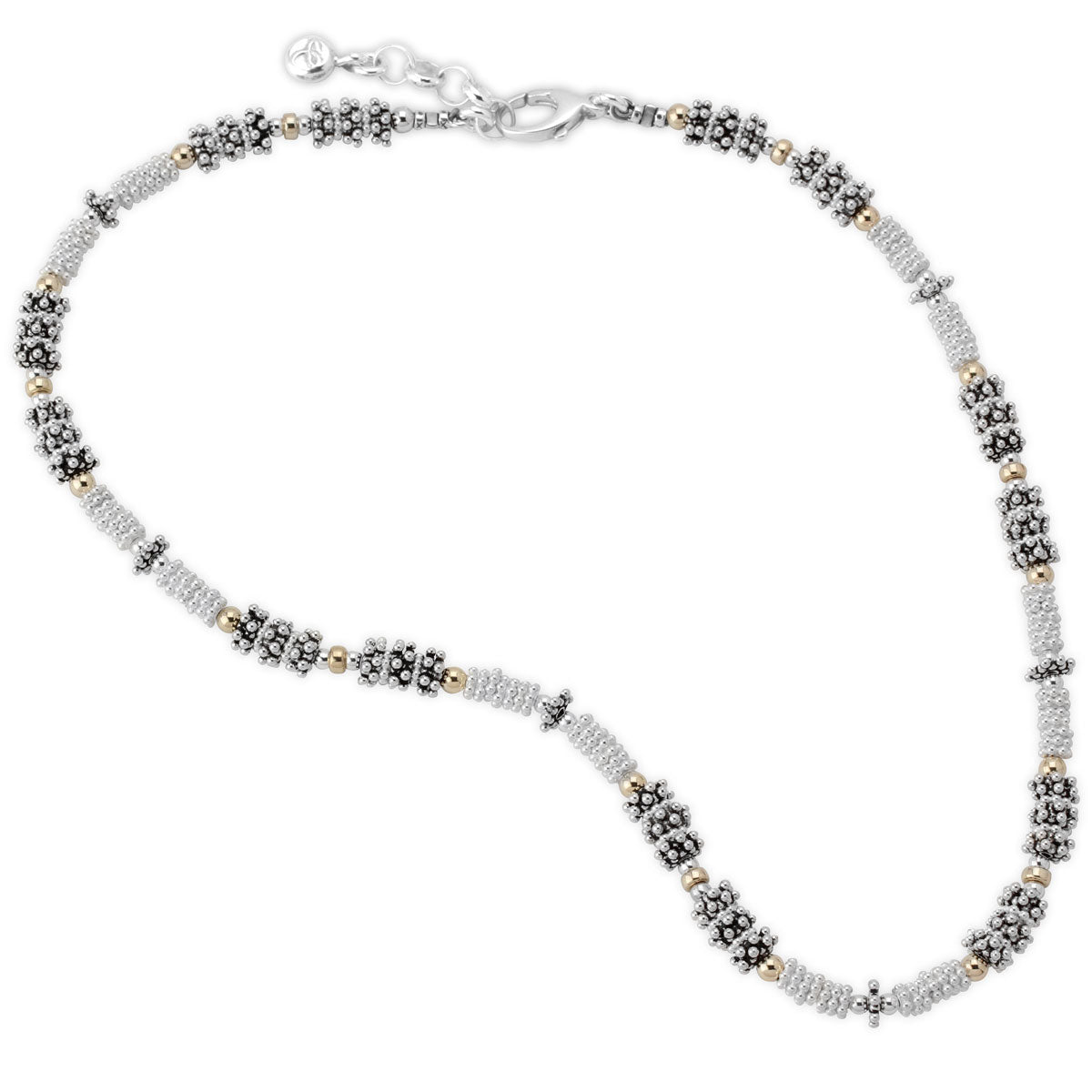 Oxidized and White Sterling Silver Necklace with 14KGF Accents-341892