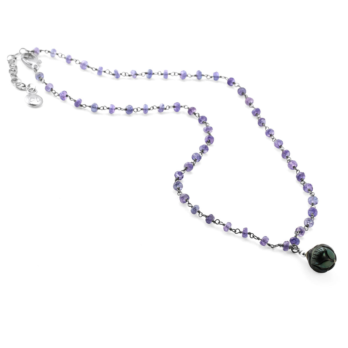 Beneath the Moon Black Pearl & Tanzanite Necklace-348933