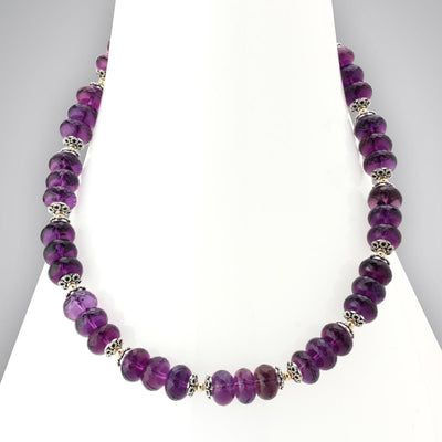 12mm Amethyst Two Tone Necklace 343148