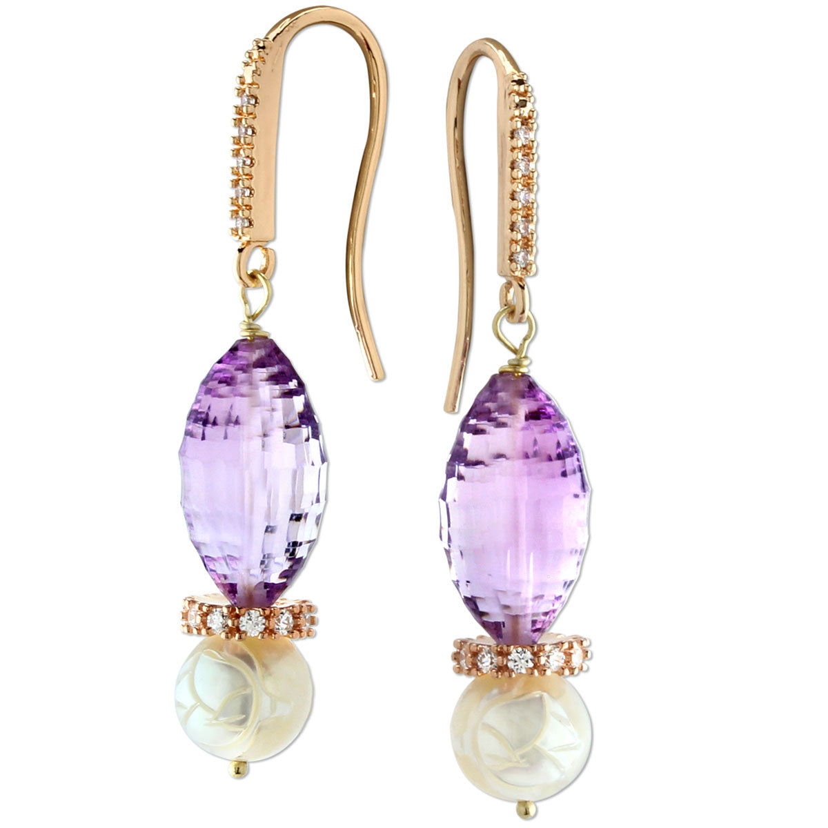 Amethyst & Pearl Earrings-210-469