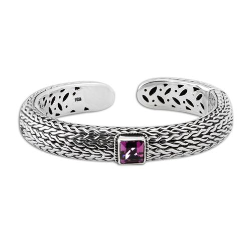 Bali Sterling Silver and Amethyst Bracelet-347979