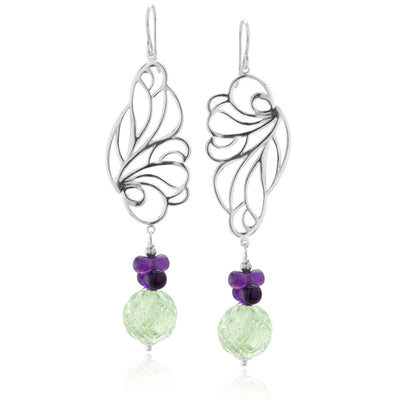 Impressionist Collection Prasiolite & Amethyst Butterfly Earrings
