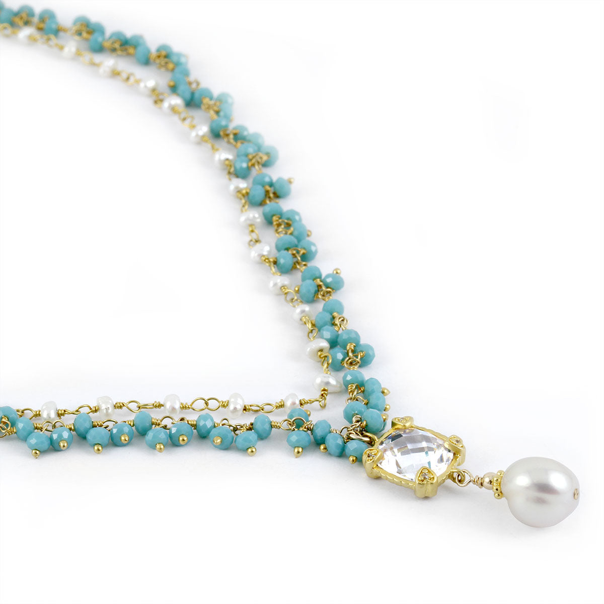 Amazonite Pearl & Topaz Necklace-349542