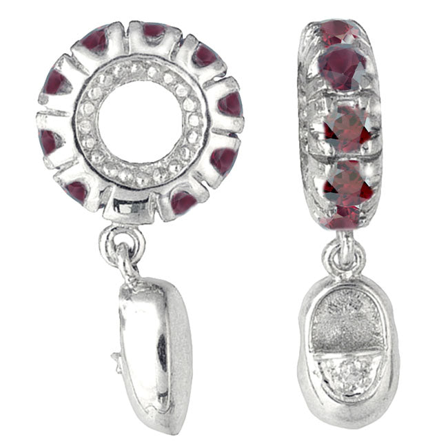 Storywheels Rhodolite & Diamond Baby Shoe Dangle Sterling Silver Wheel ONLY 2 AVAILABLE!-337722
