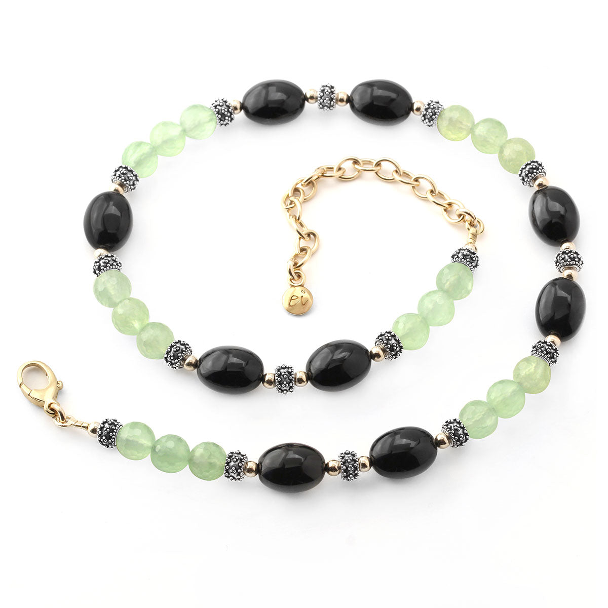 Green Tourmaline and Onyx Necklace-349347