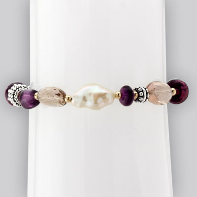 Amethyst & Keshi Pearl Bracelet-341518