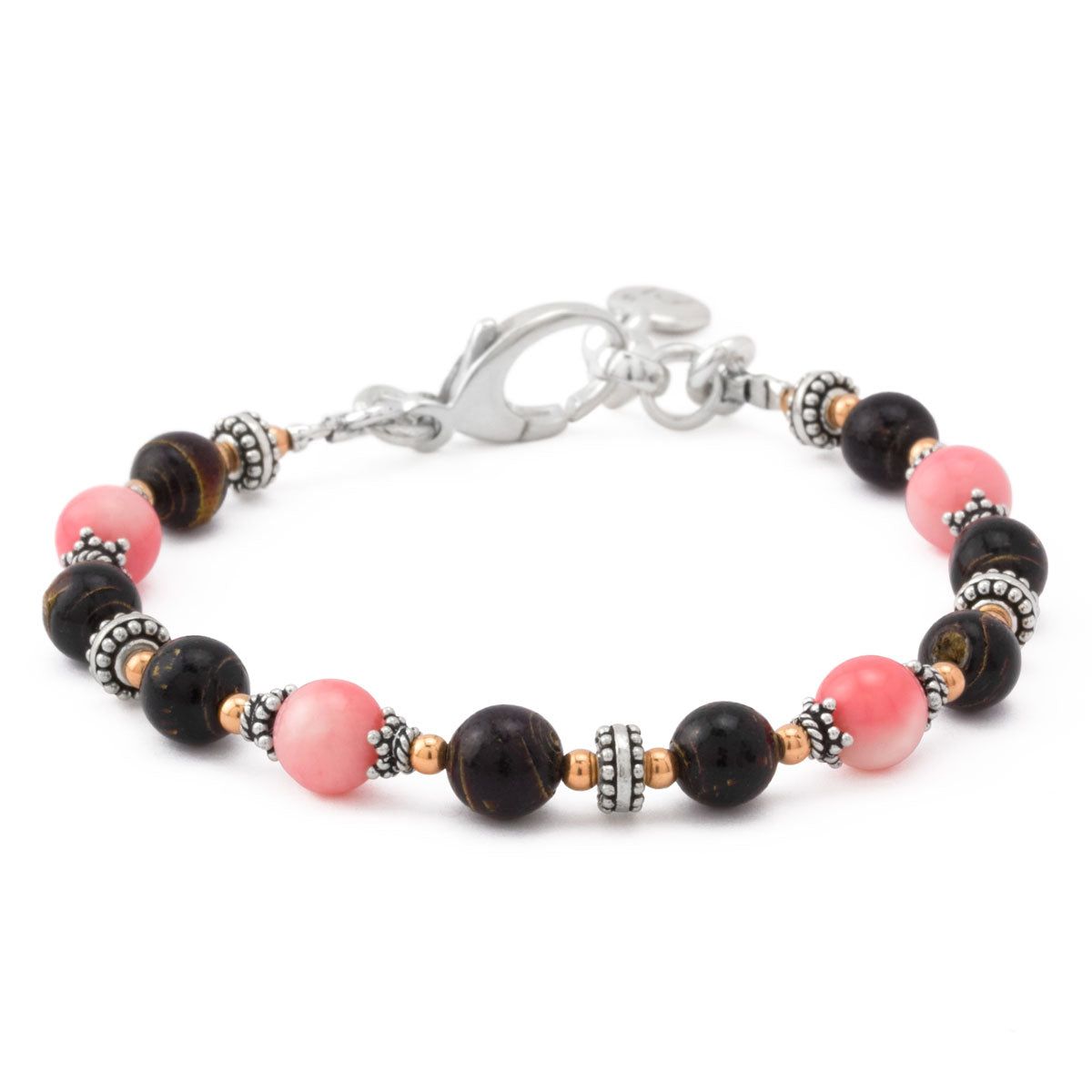 Pink Mother of Pearl  and Black Coral Bracelet