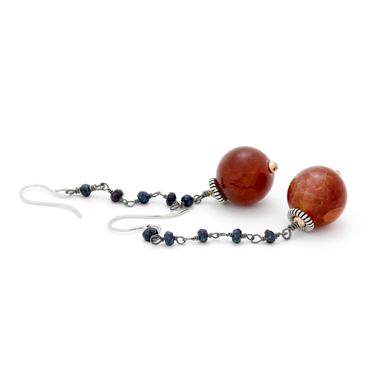 Mystic Onyx & Carnelian Earrings 210-763