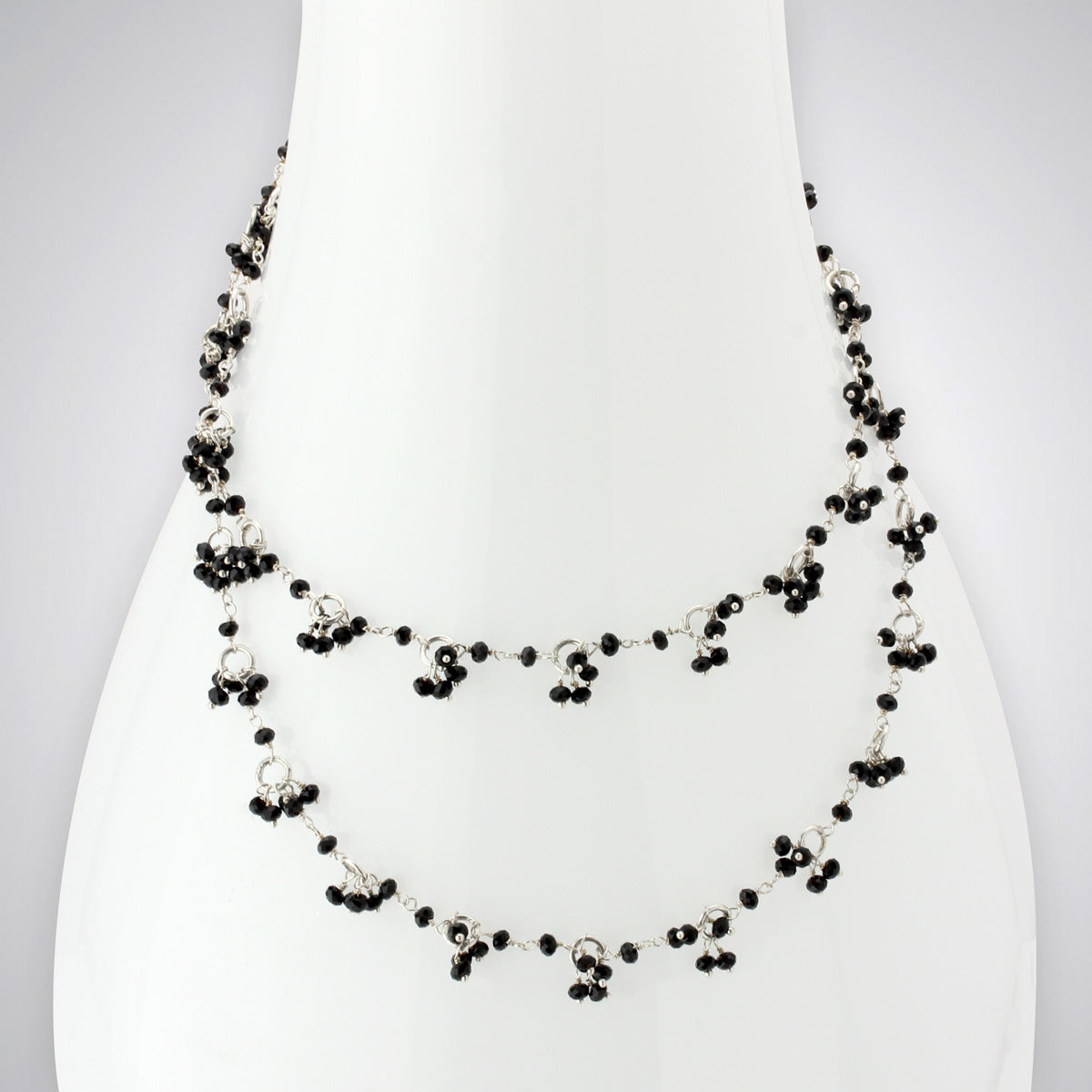 Onyx Circles Sterling Silver Necklace