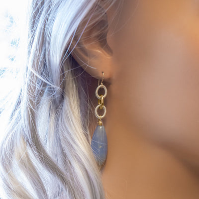 Natural Blue Chalcedony Earrings