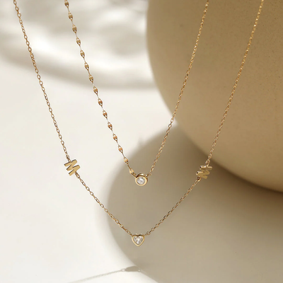 NOLA | Diamond Bezel Necklace with Dual Chain