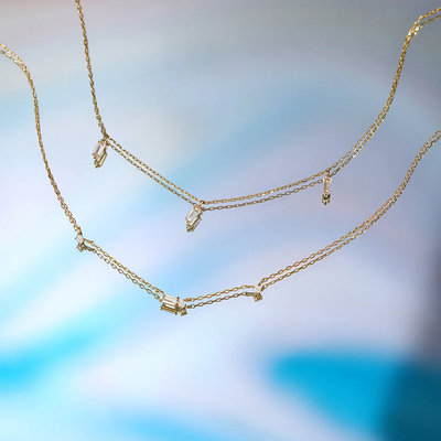 Danica | Baguette White Sapphire Station Necklace