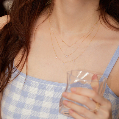 Danica | Baguette White Sapphire Station Necklace