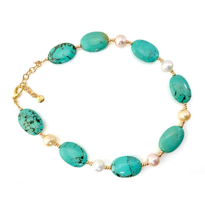 Shell Pearl & Turquoise Necklace