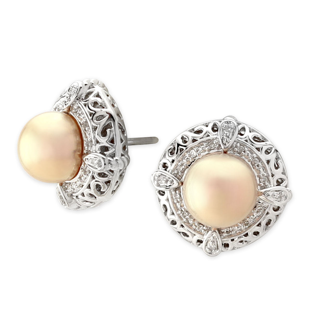 Golden Metallic Freshwater Pearl Earings-341331
